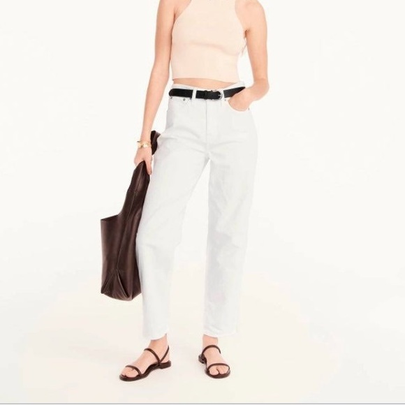 J Crew high rise Peggy tapered Jean in white